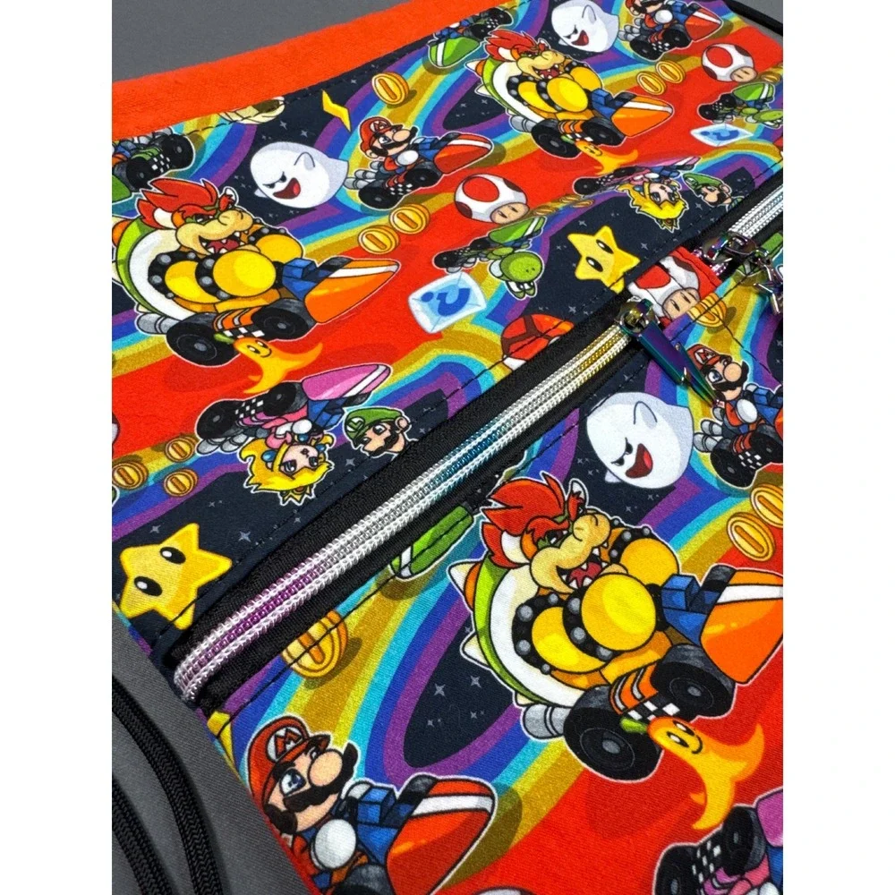 Mario Kart Rainbow Road Drawstring Backpack Handmade Cinch Bag New